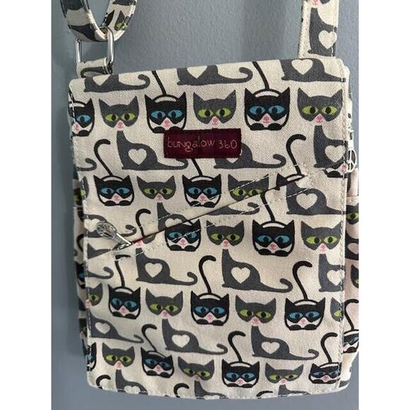 Bungalow 360 Cat Pattern Crossbody Bag - Cream and Black - Picture 1 of 15